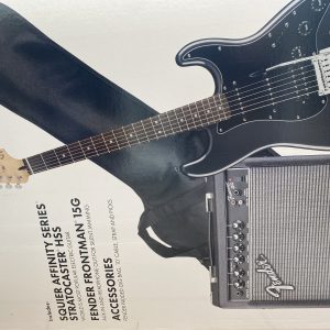 Squire affinity start HSS frontman 15g amp charcoal frost metallic elektro gitar seti